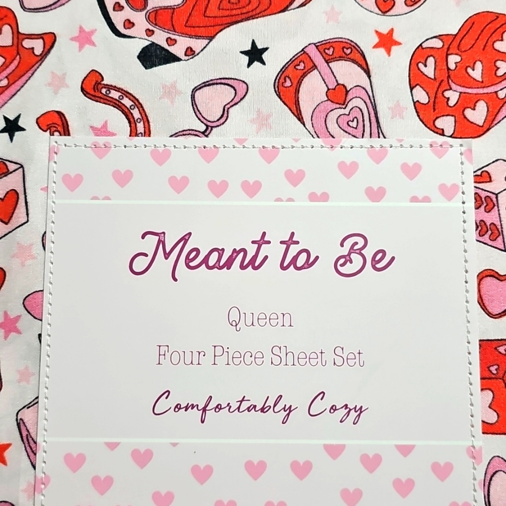 Meant To Be "Cowgirl in Love" Queen Four Piece Sheet Set - Picture 2 of 3